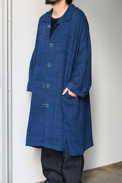 MITTAN / CT-51 エリ蚕先染め手織コート -藍