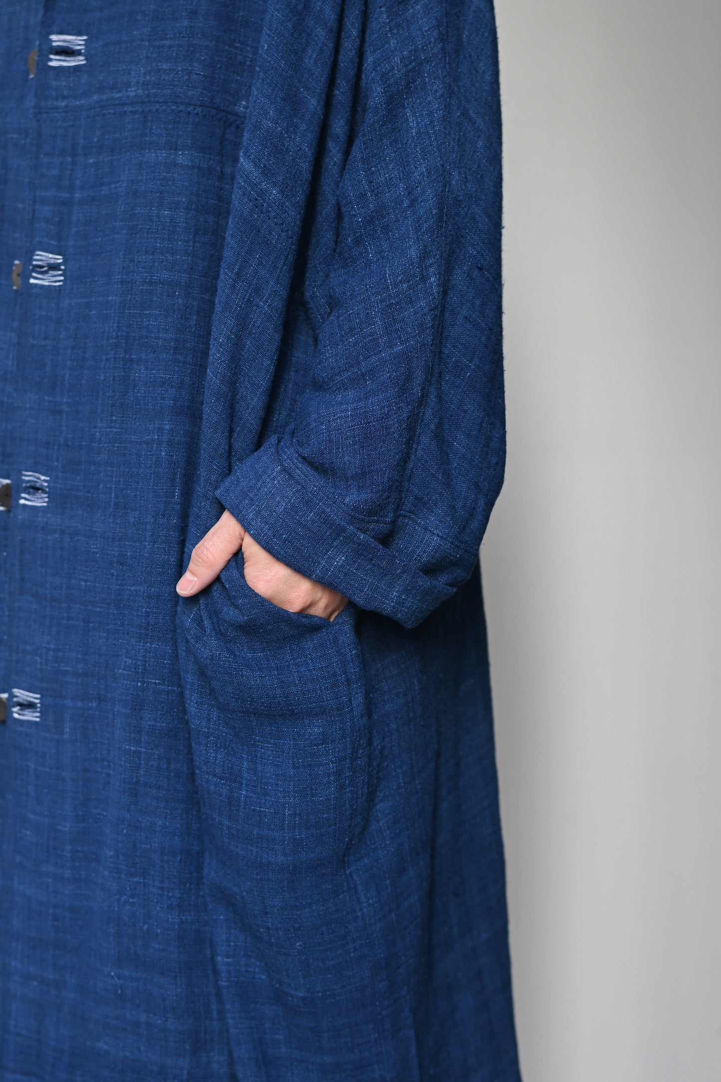 MITTAN / CT-51 エリ蚕先染め手織コート -藍
