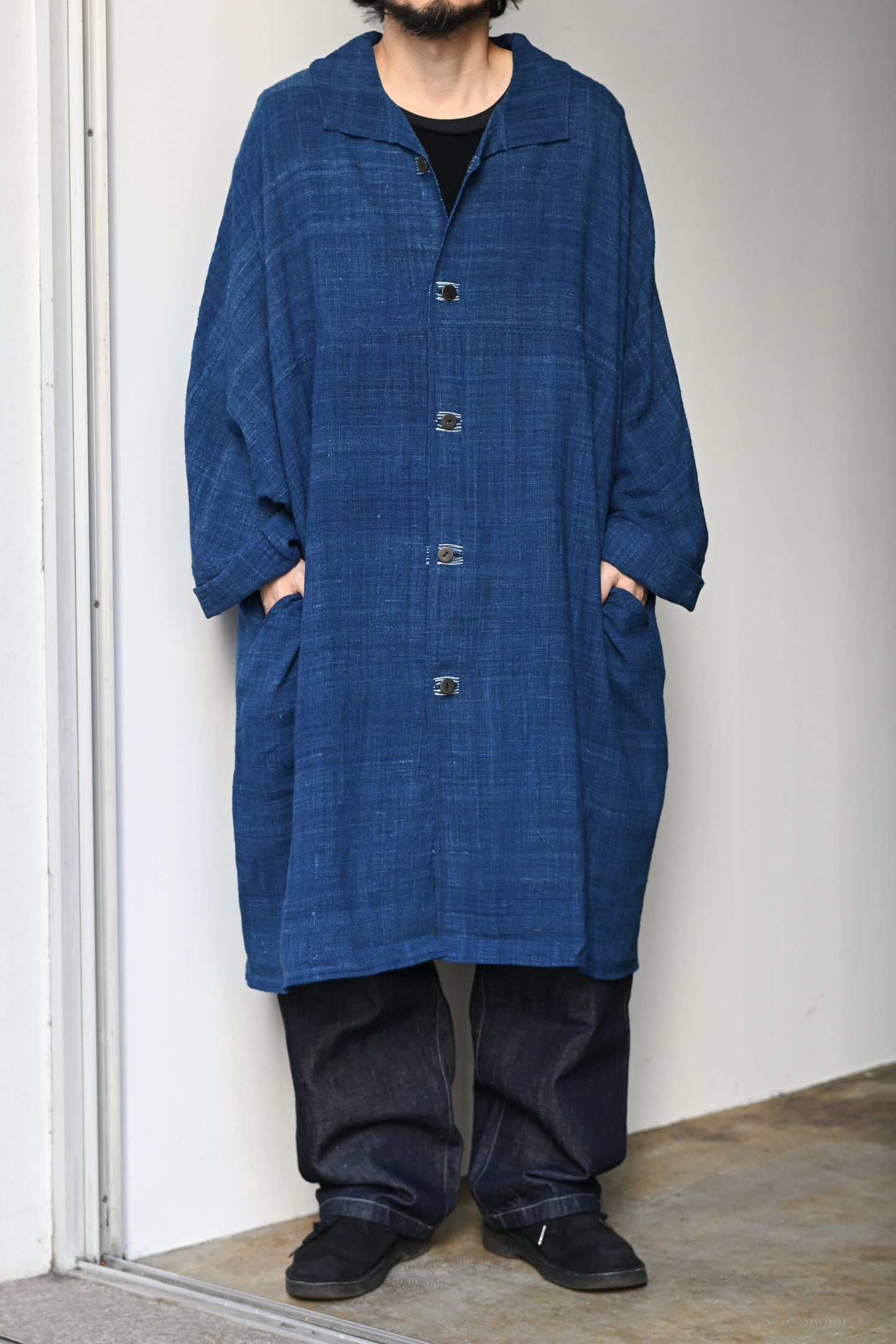 MITTAN / CT-51 エリ蚕先染め手織コート -藍
