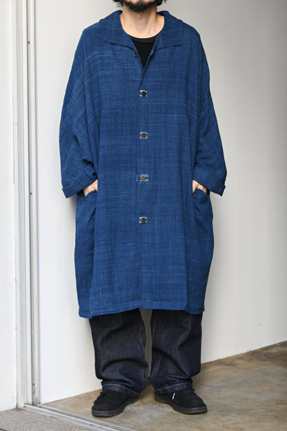 MITTAN / CT-51 エリ蚕先染め手織コート -藍