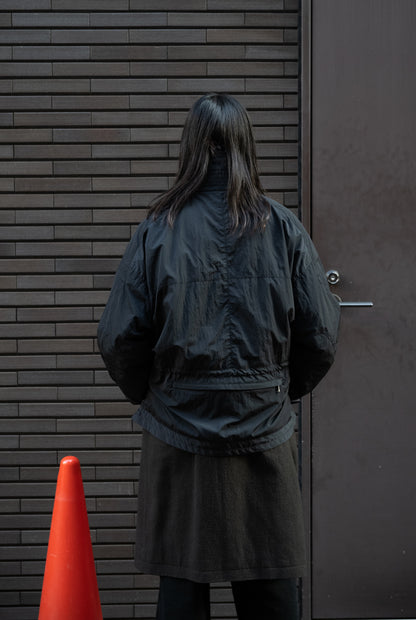 ANCELLM / EX. 大きいサイズ NYLON PULLOVER JACKET -BLACK