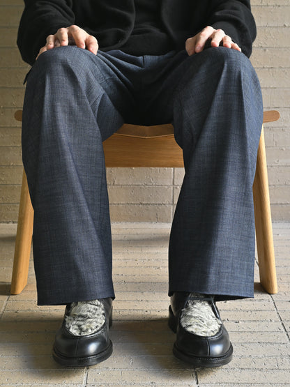 m's braque / exclusive / BELTED TUCKED BAGGY PANTS -NAVY