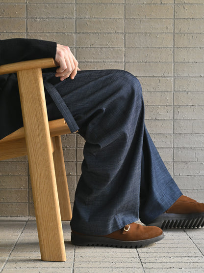 m's braque / exclusive / BELTED TUCKED BAGGY PANTS -NAVY