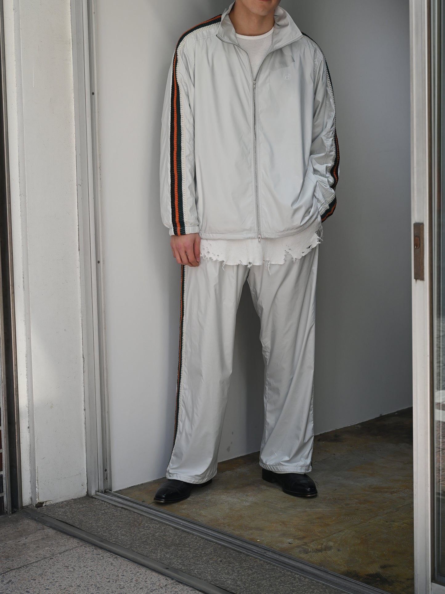 The DUFFER N NEPHEWS / TRACK PANTS POLYESTER -WHITE