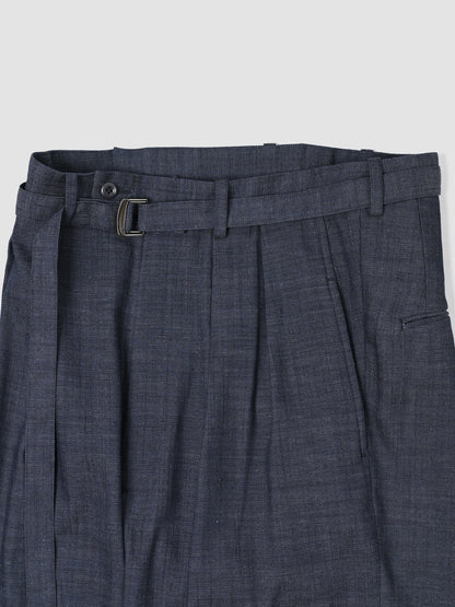 m's braque / exclusive / BELTED TUCKED BAGGY PANTS -NAVY