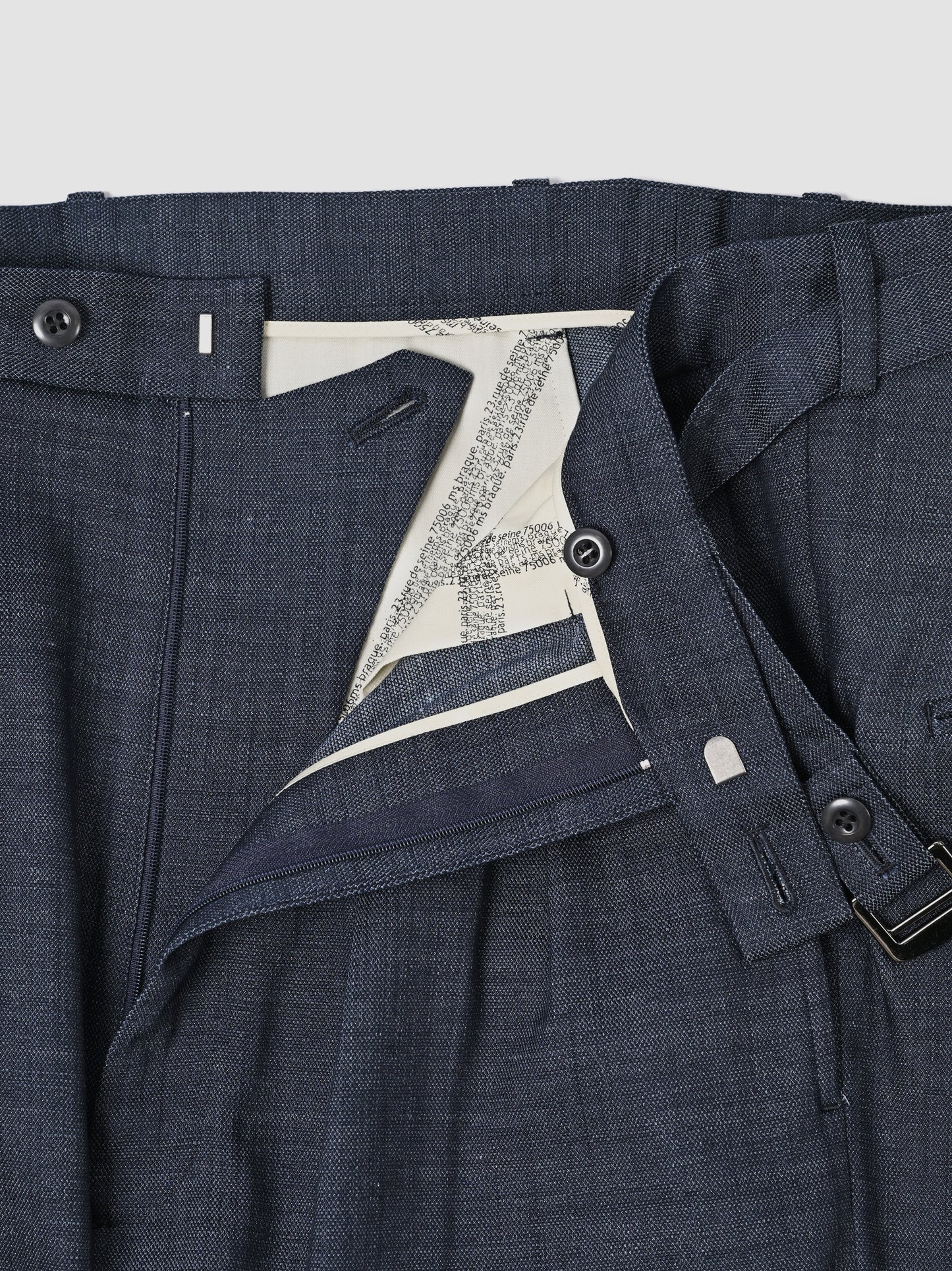 m's braque / exclusive / BELTED TUCKED BAGGY PANTS -NAVY