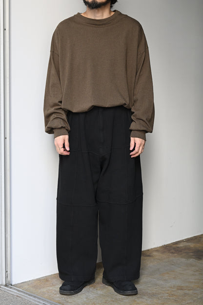 ANCELLM / SMOOTH PANEL WIDE SLACKS -BLACK