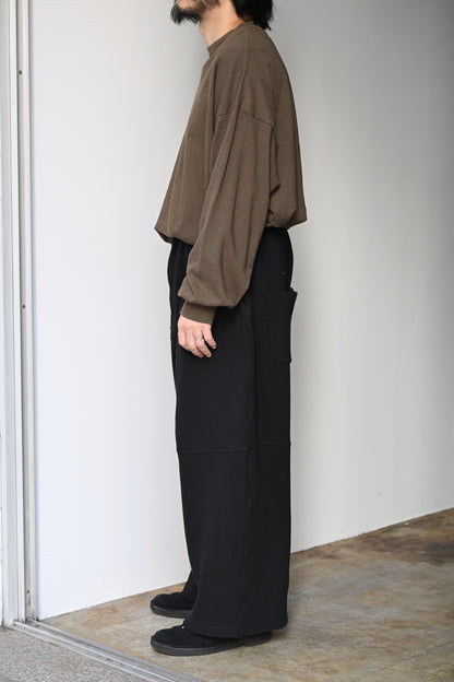 ANCELLM / SMOOTH PANEL WIDE SLACKS -BLACK