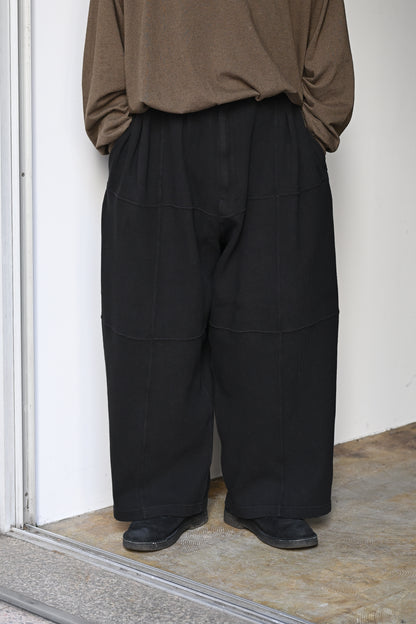 ANCELLM / SMOOTH PANEL WIDE SLACKS -BLACK