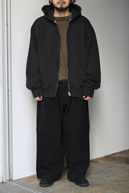 ANCELLM / SMOOTH PANEL WIDE SLACKS -BLACK