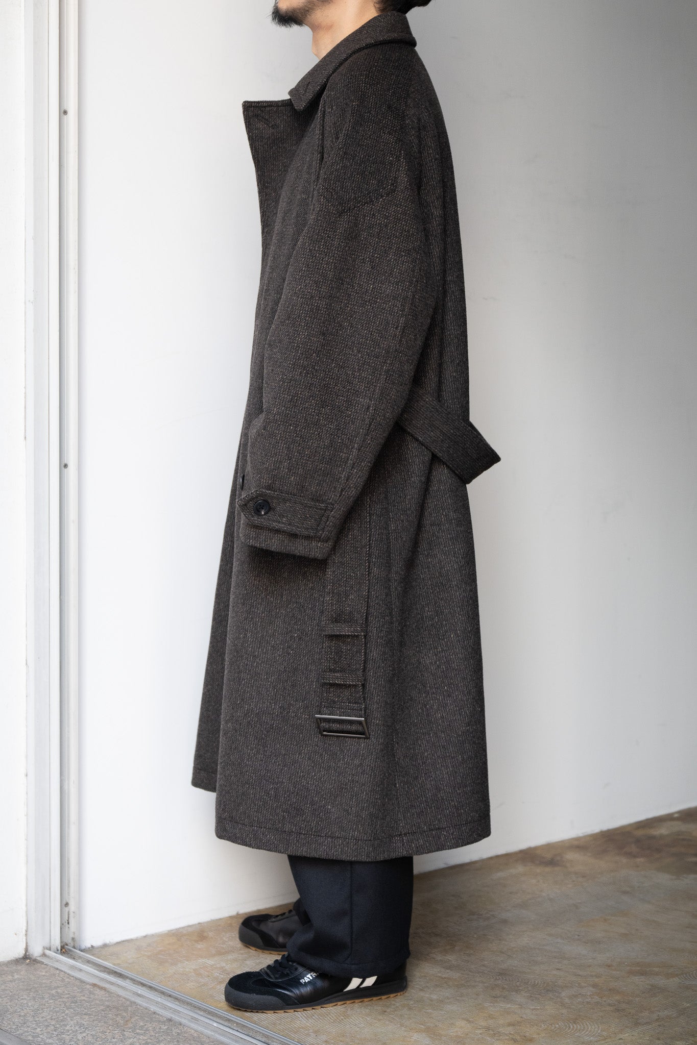 ANCELLM / WOOL BLANKET BALMACAAN COAT -D.BROWN