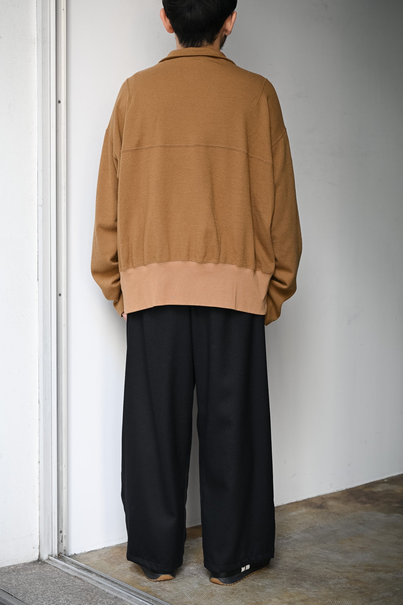 ANCELLM / SHRINK WOOL ZIP UP STAND BLOUSON -BEIGE