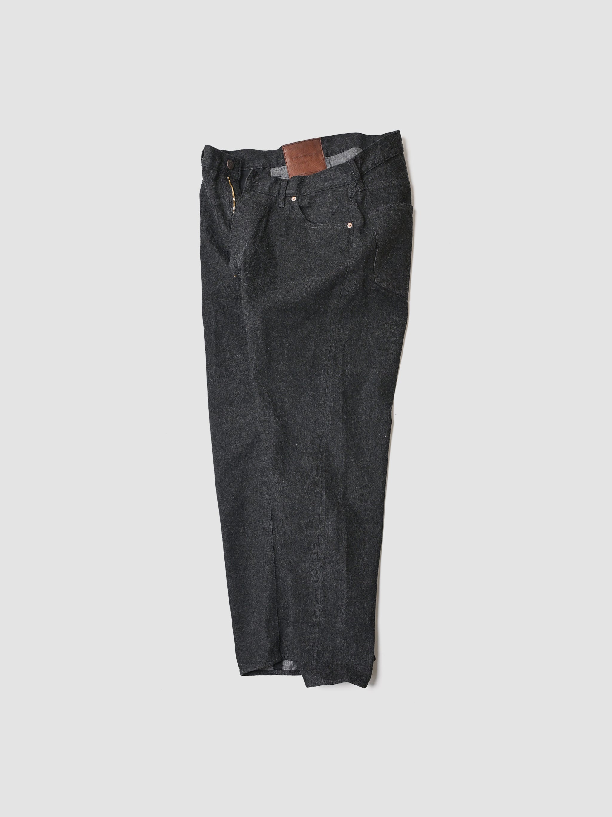 KAPTAIN SUNSHINE / 5P Zipper Front Denim Pants -BLACK ONE WASH