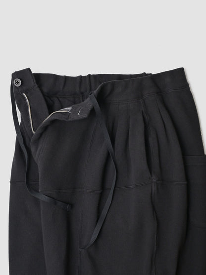 ANCELLM / SMOOTH PANEL WIDE SLACKS -BLACK