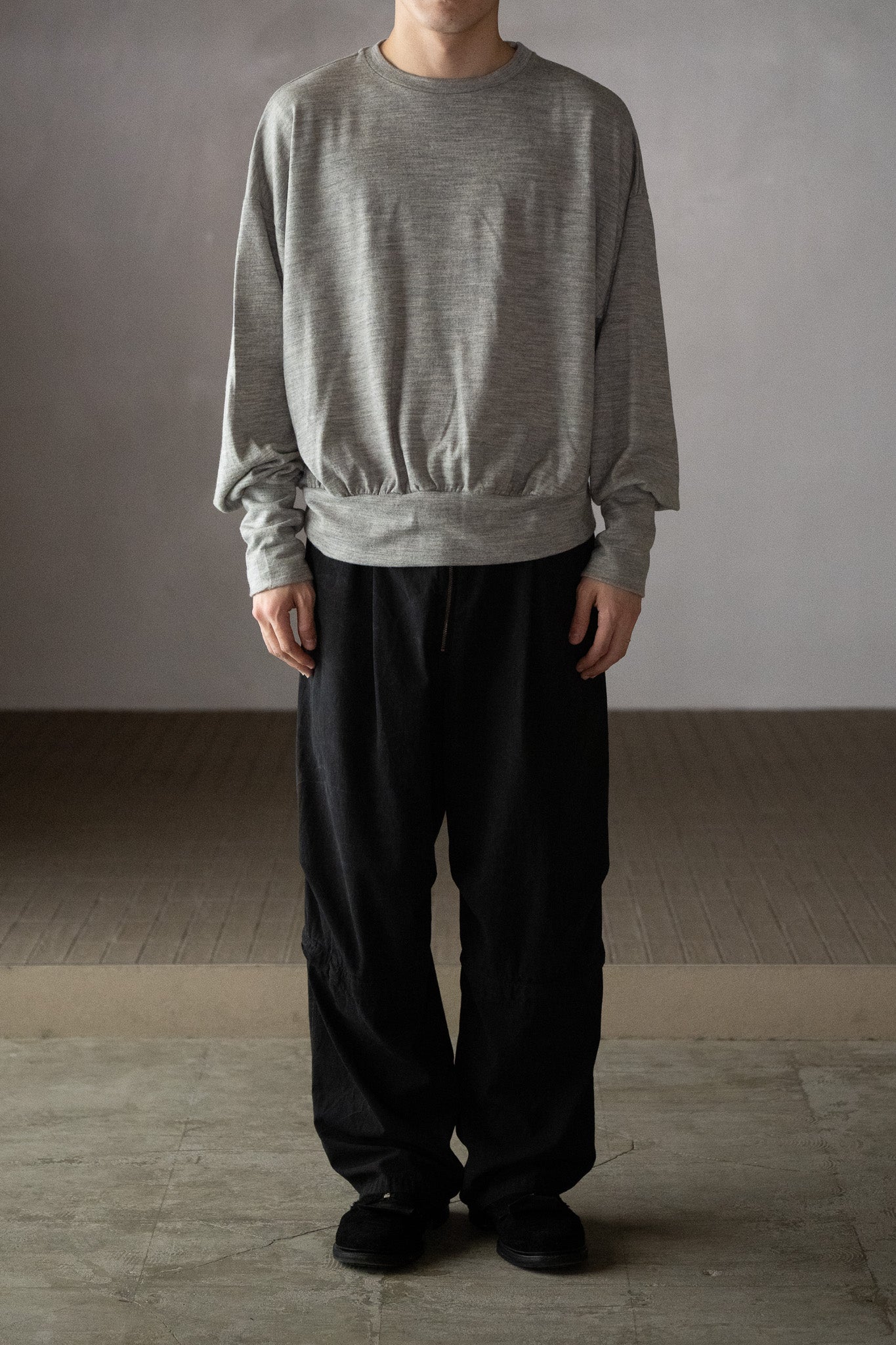 barbell object / wool bo top / free -GRAY