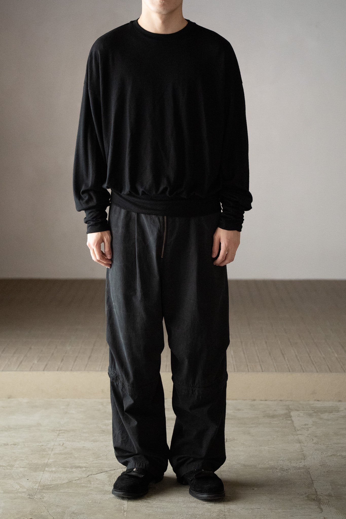 トップス barbell object bo top black loose barbell object / wool bo top / free -BLACK
