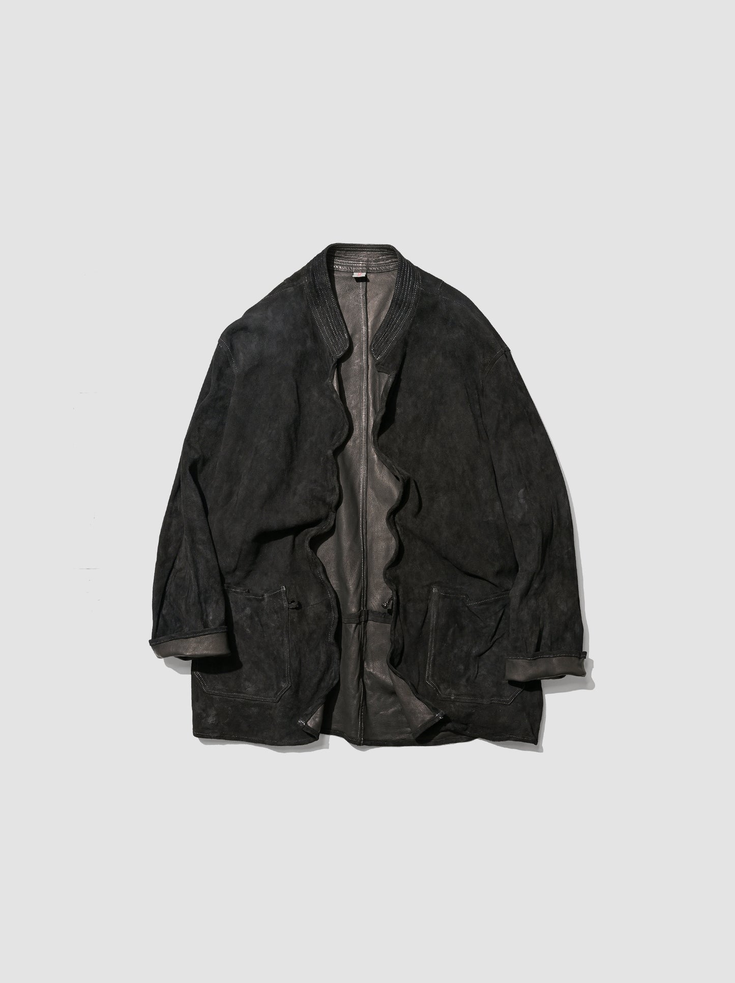 barbell object / dyed leather jkt -黒