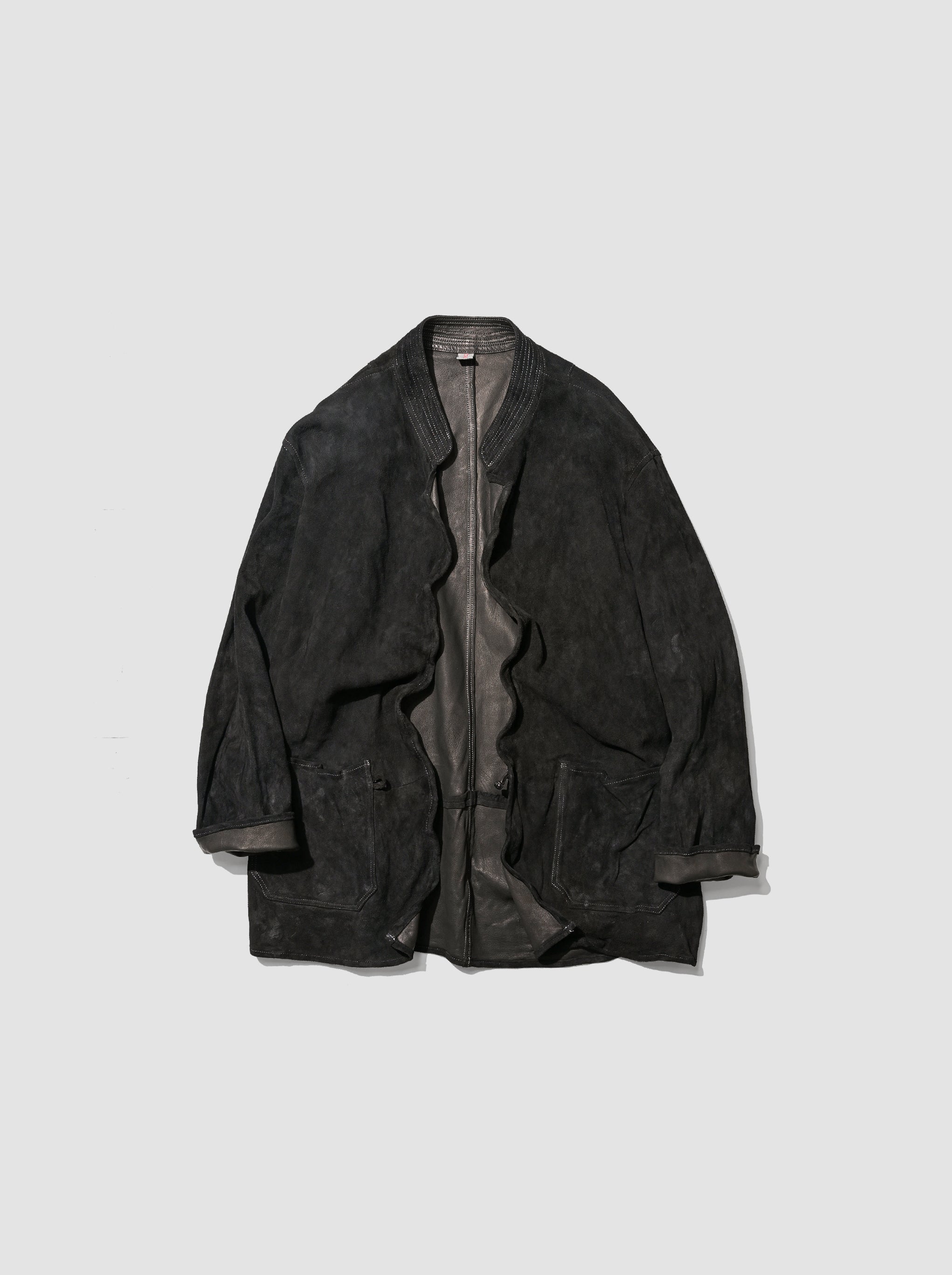 barbell object / dyed leather jkt -黒