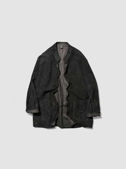 barbell object / dyed leather jkt -黒