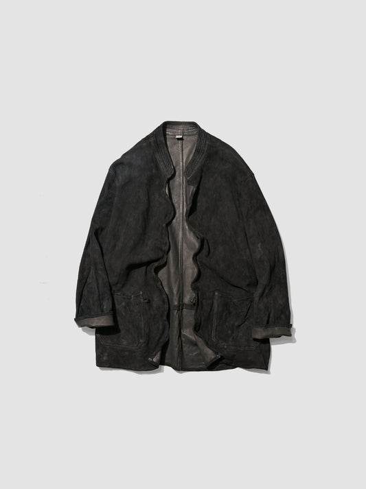 barbell object / dyed leather jkt -黒