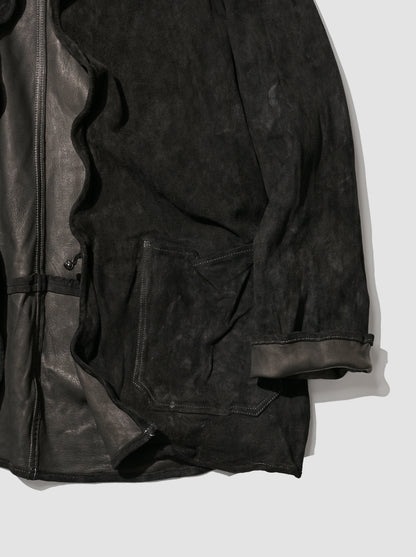 barbell object / dyed leather jkt -黒