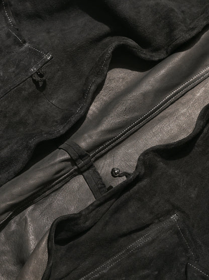 barbell object / dyed leather jkt -黒