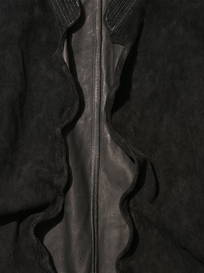 barbell object / dyed leather jkt -黒