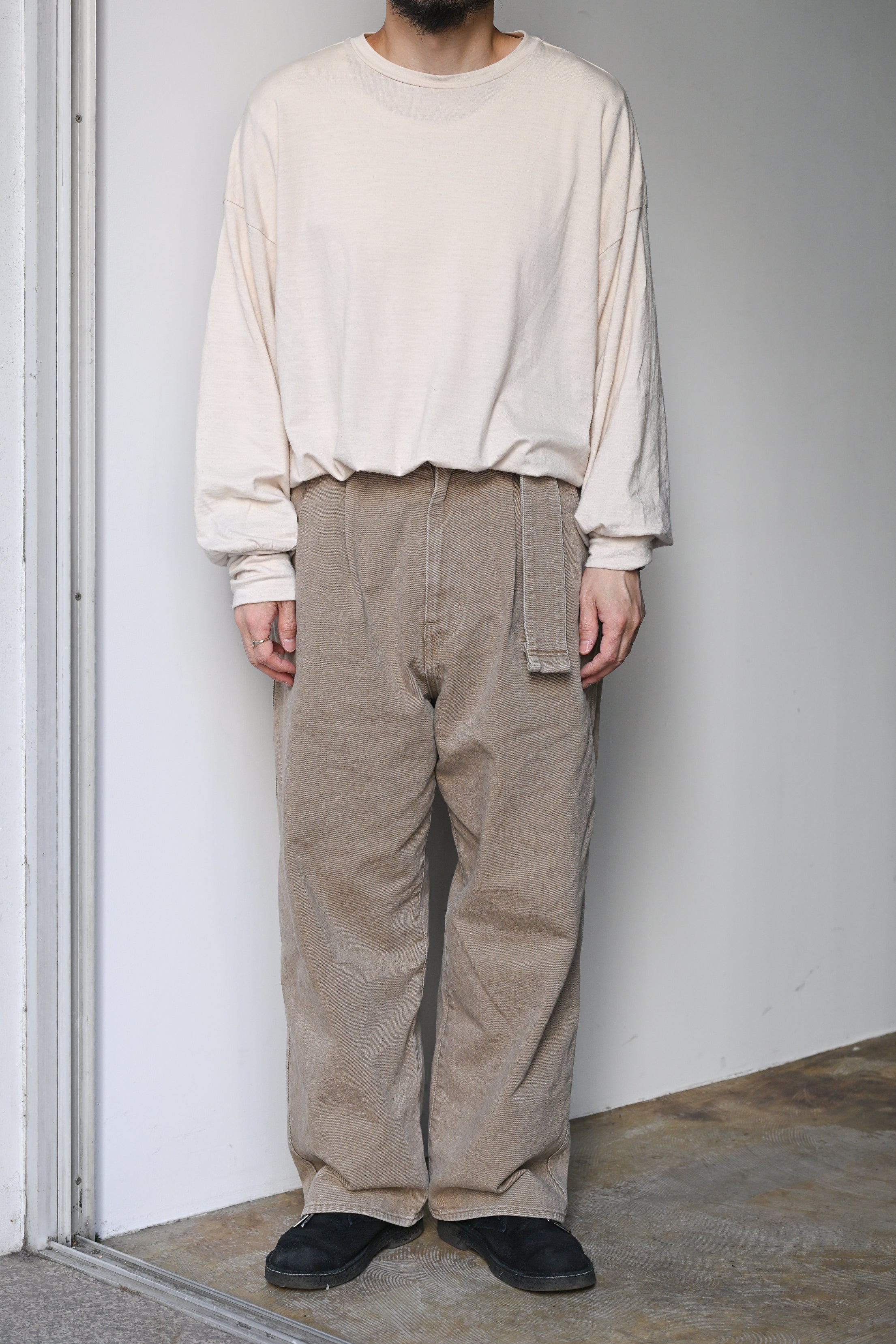 barbell object / denim pt -BEIGE