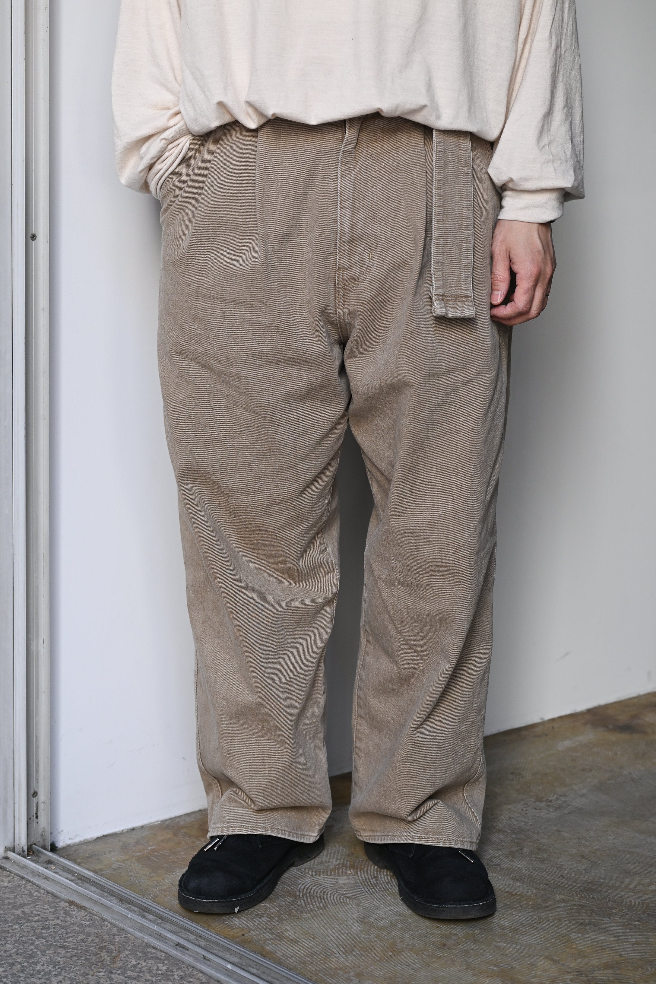 barbell object / denim pt -BEIGE