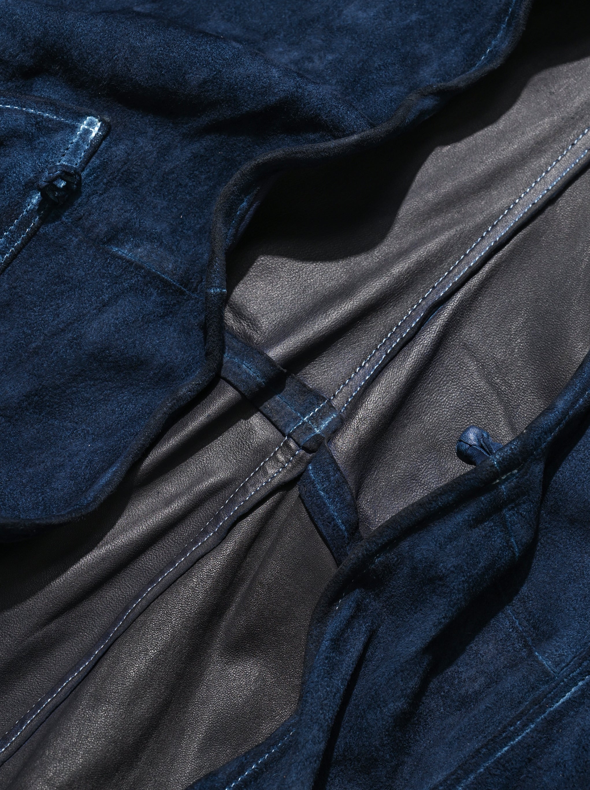 barbell object / dyed leather jkt -藍