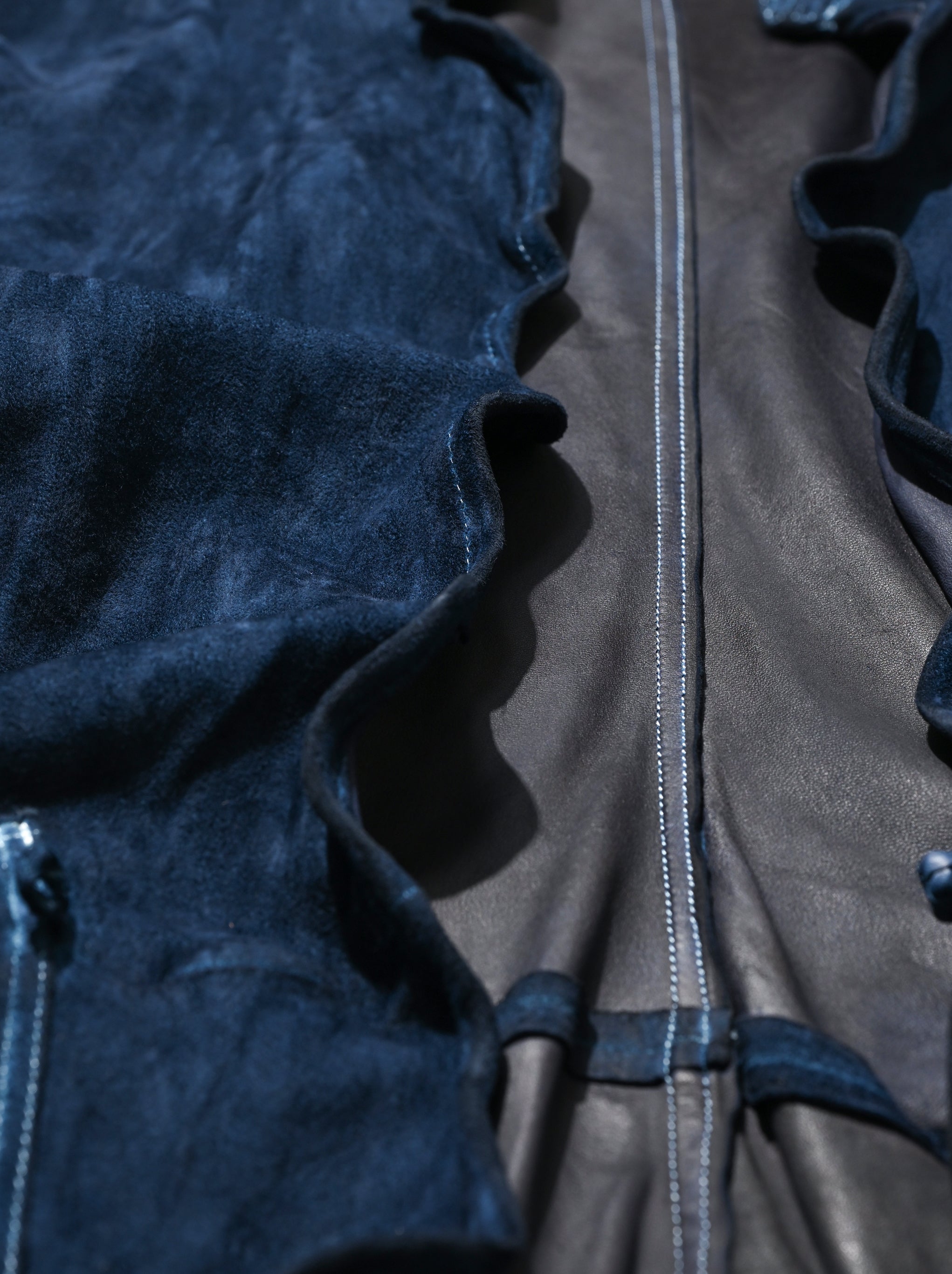 barbell object / dyed leather jkt -藍