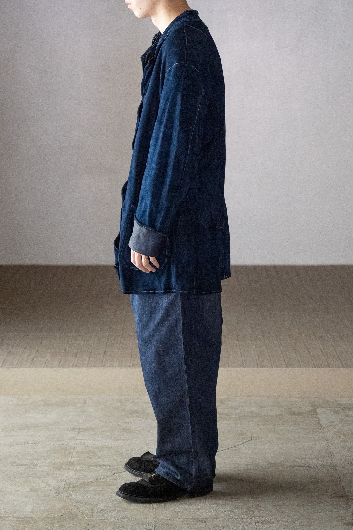 barbell object / dyed leather jkt -藍