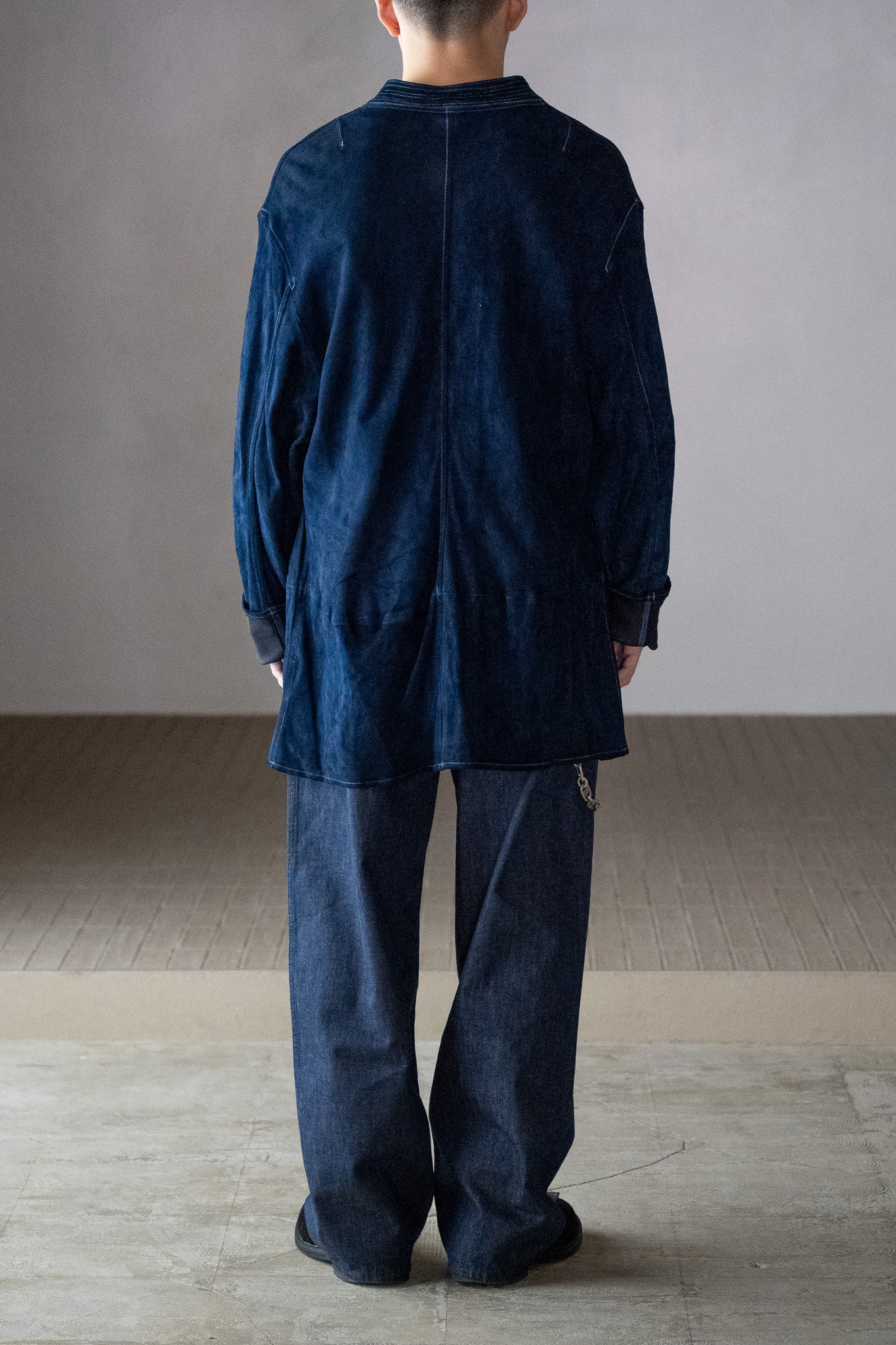 barbell object / dyed leather jkt -藍