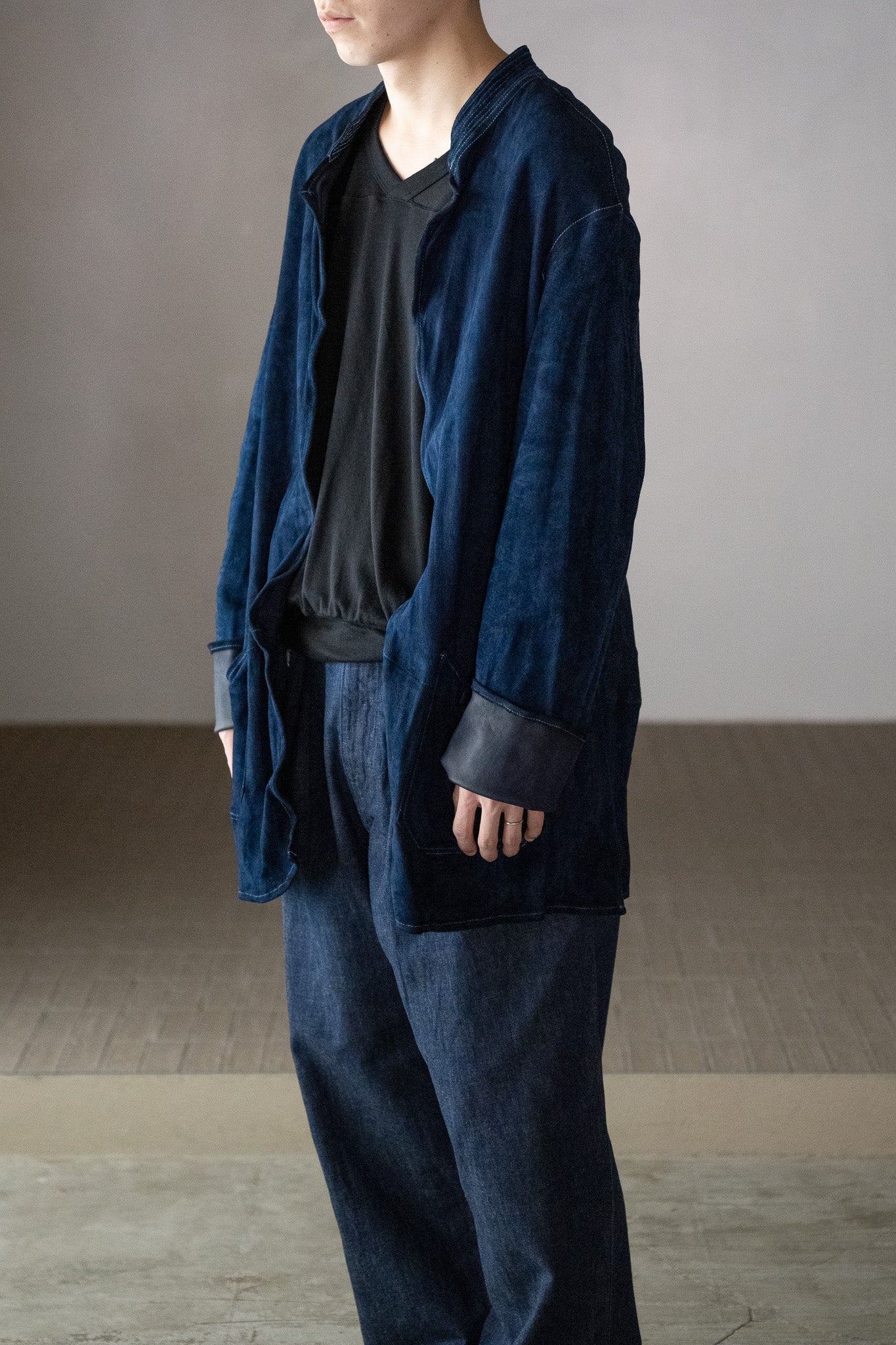 barbell object / dyed leather jkt -藍