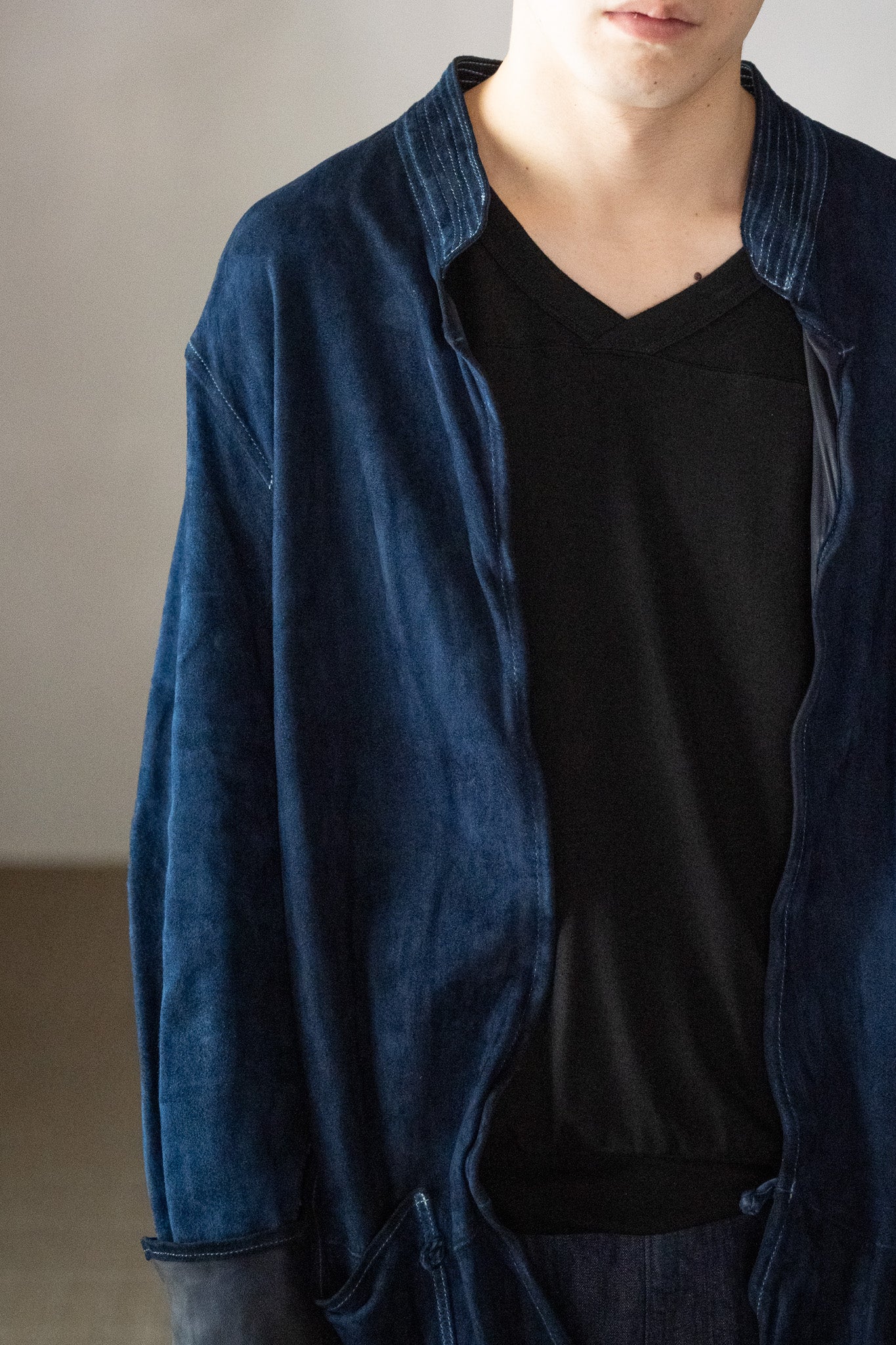 barbell object / dyed leather jkt -藍