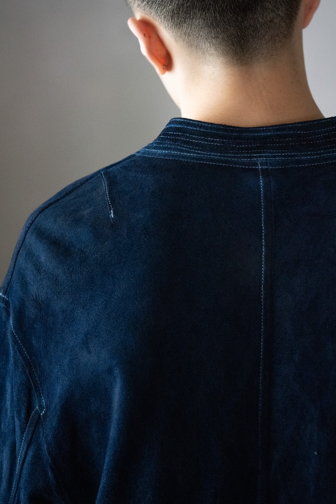 barbell object / dyed leather jkt -藍