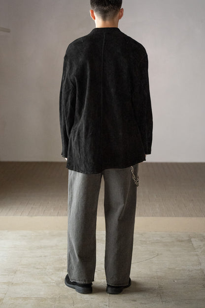 barbell object / dyed leather jkt -黒
