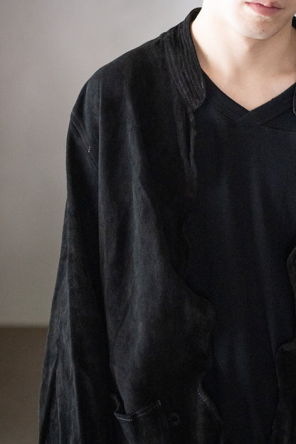 barbell object / dyed leather jkt -黒