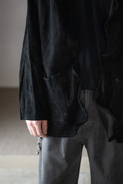 barbell object / dyed leather jkt -黒