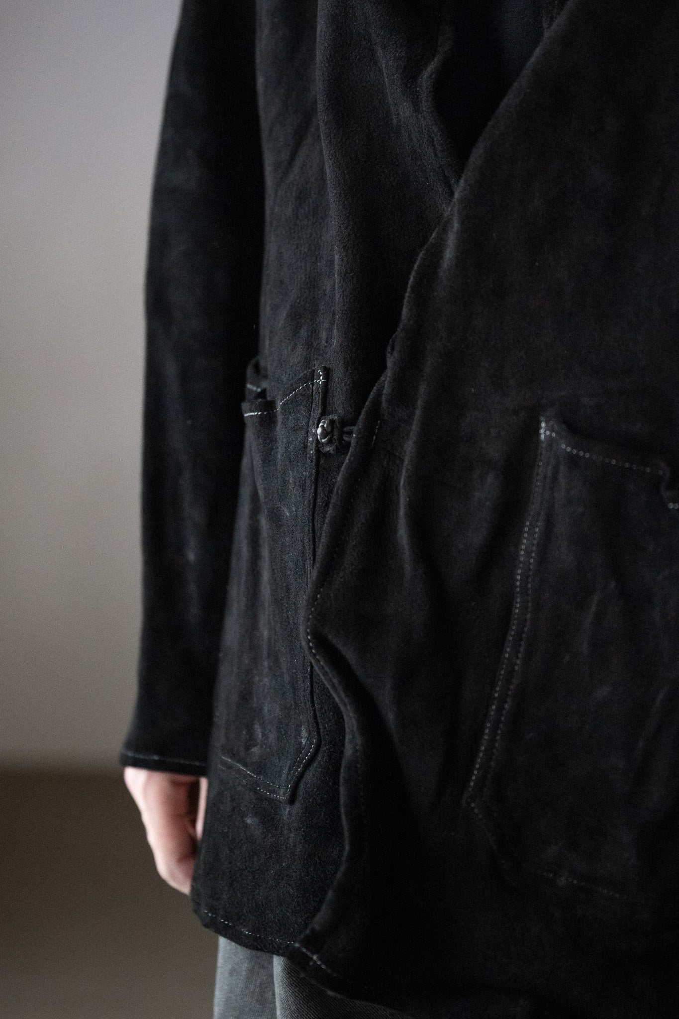 barbell object / dyed leather jkt -黒