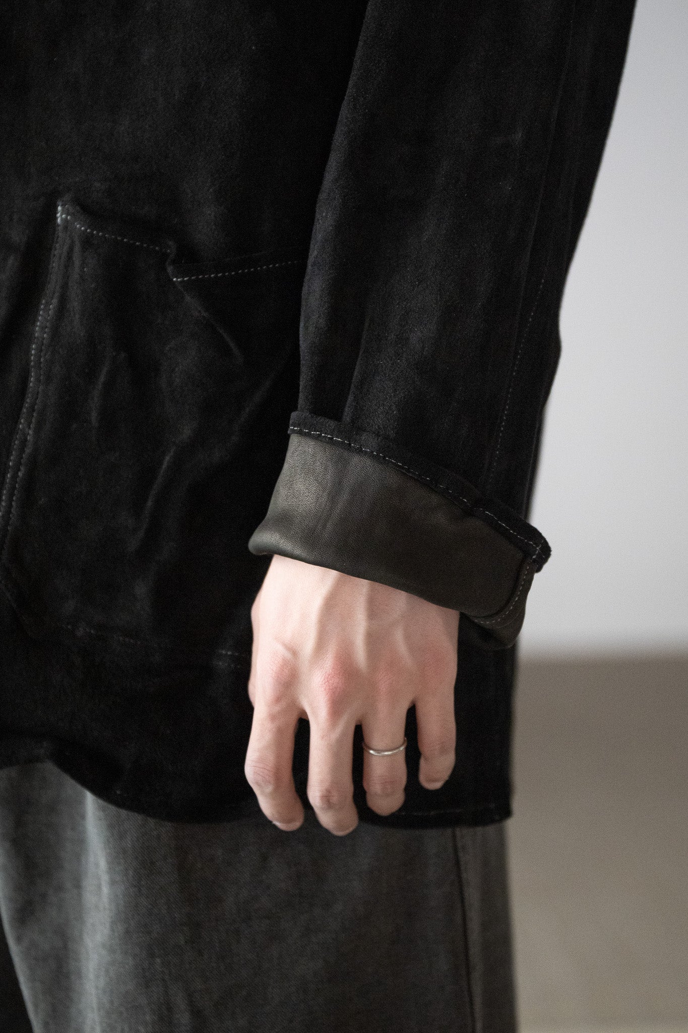 barbell object / dyed leather jkt -黒