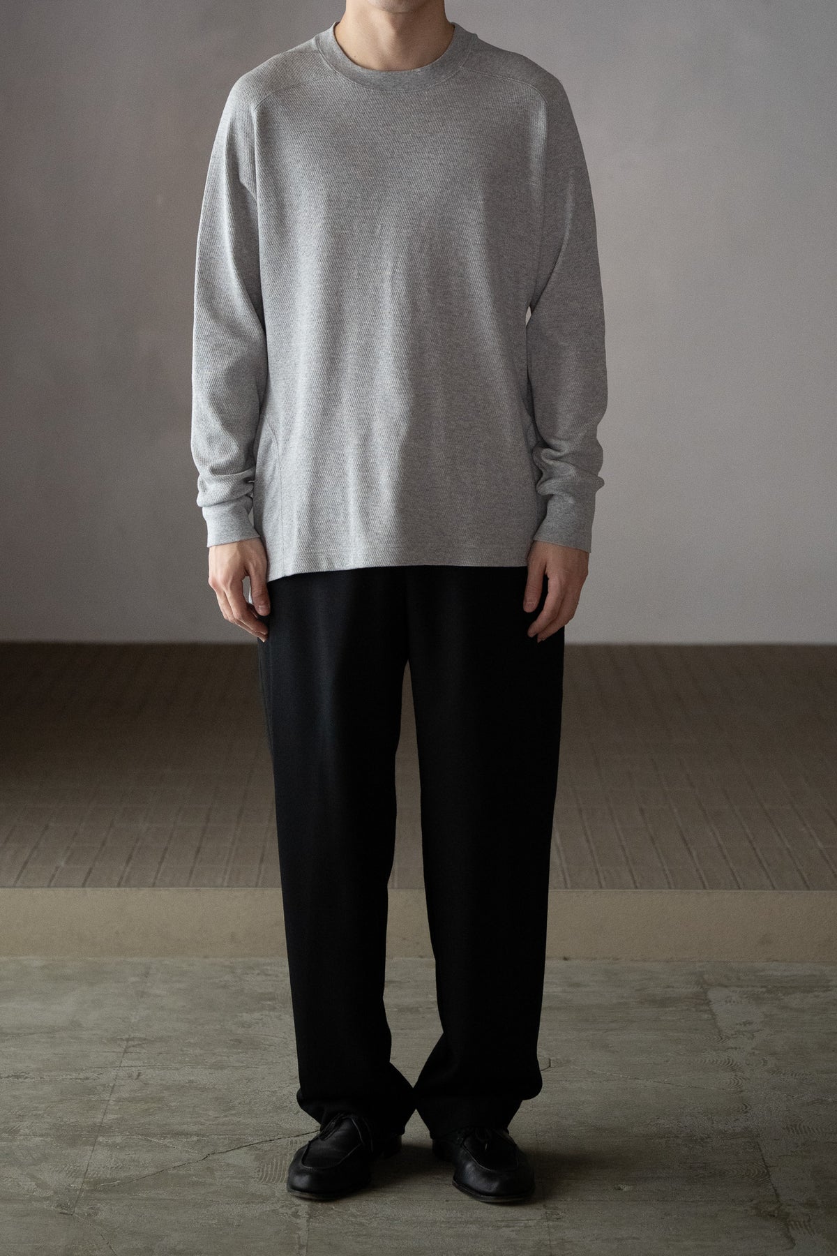ANSNAM / 丸首カットソー -TOP GRAY