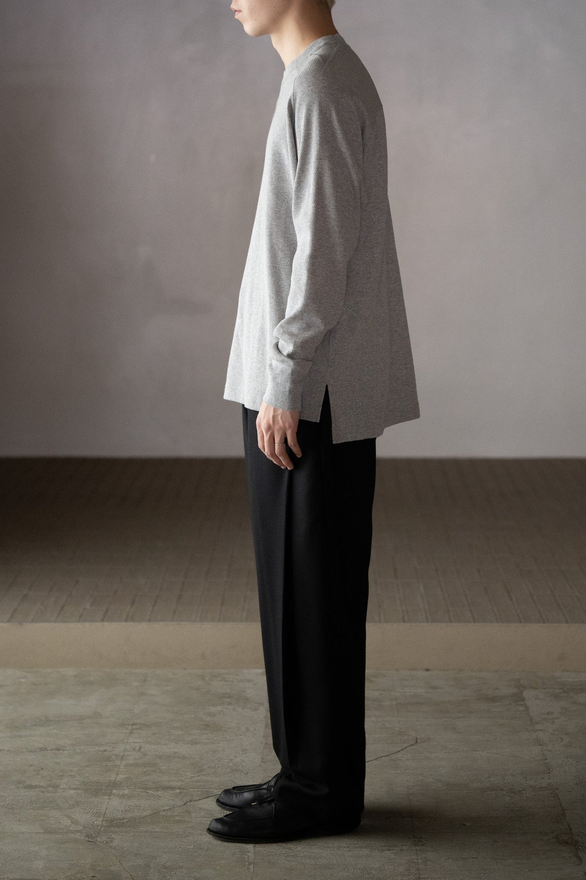 ANSNAM / 丸首カットソー -TOP GRAY