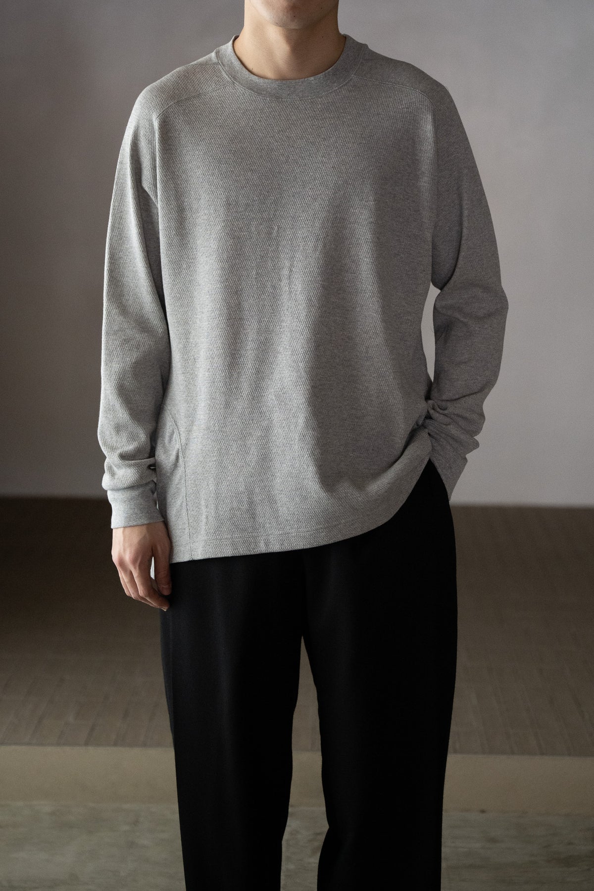 ANSNAM / 丸首カットソー -TOP GRAY