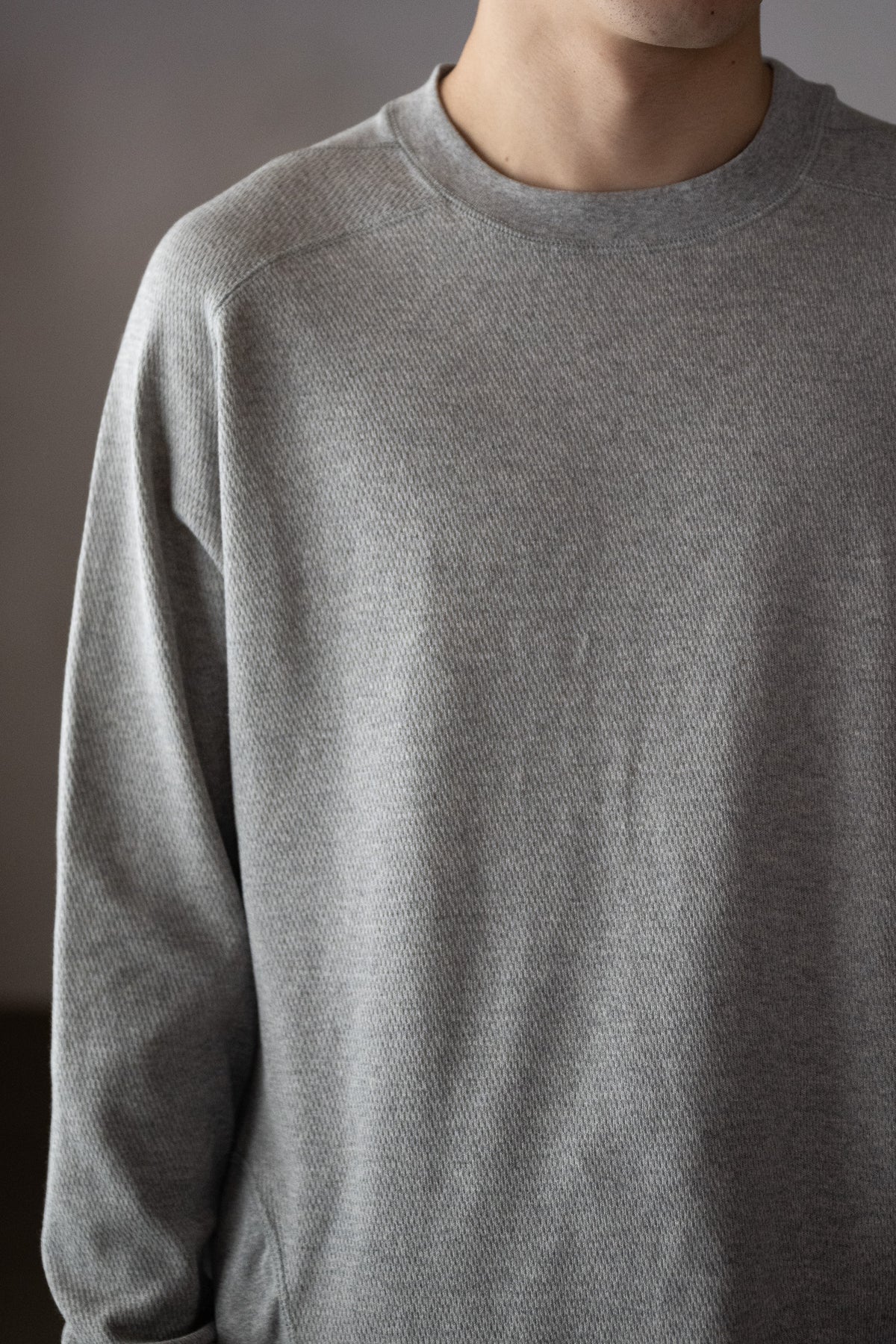 ANSNAM / 丸首カットソー -TOP GRAY