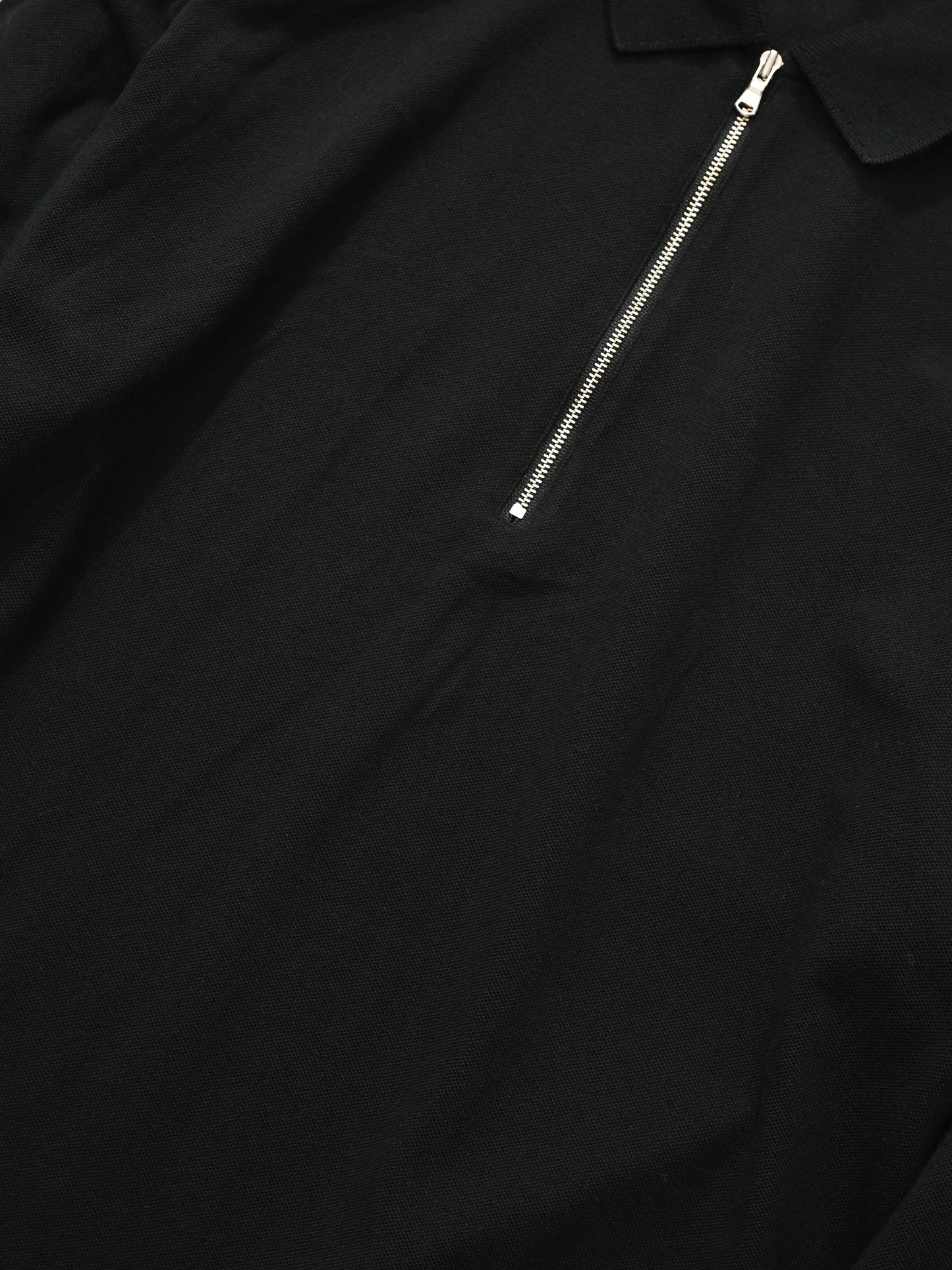 ANCELLM / HALF ZIP POLO LS SHIRT -BLACK