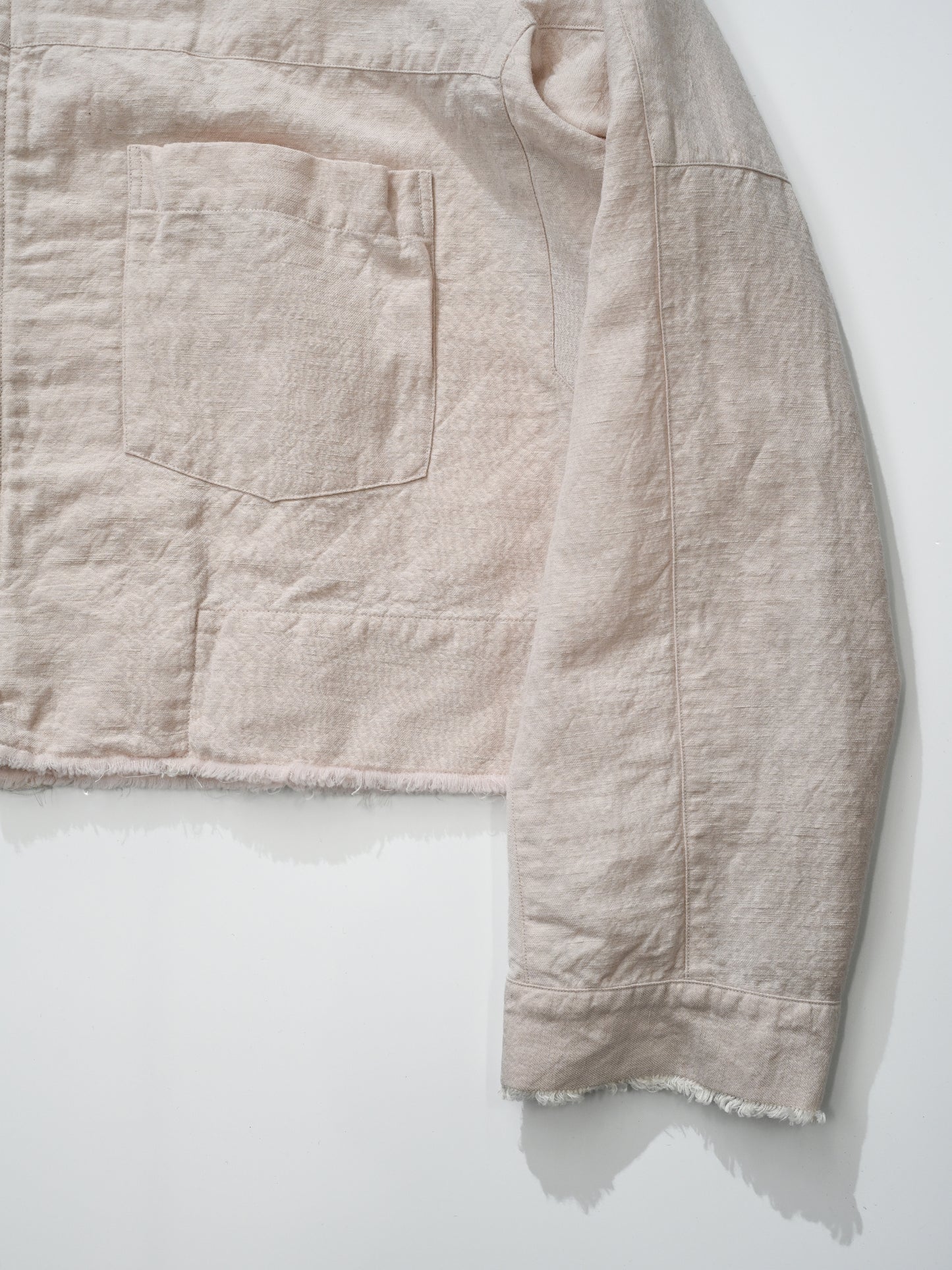 ANCELLM / W/L SHORT ZIPUP SHIRT -PINKBEIGE