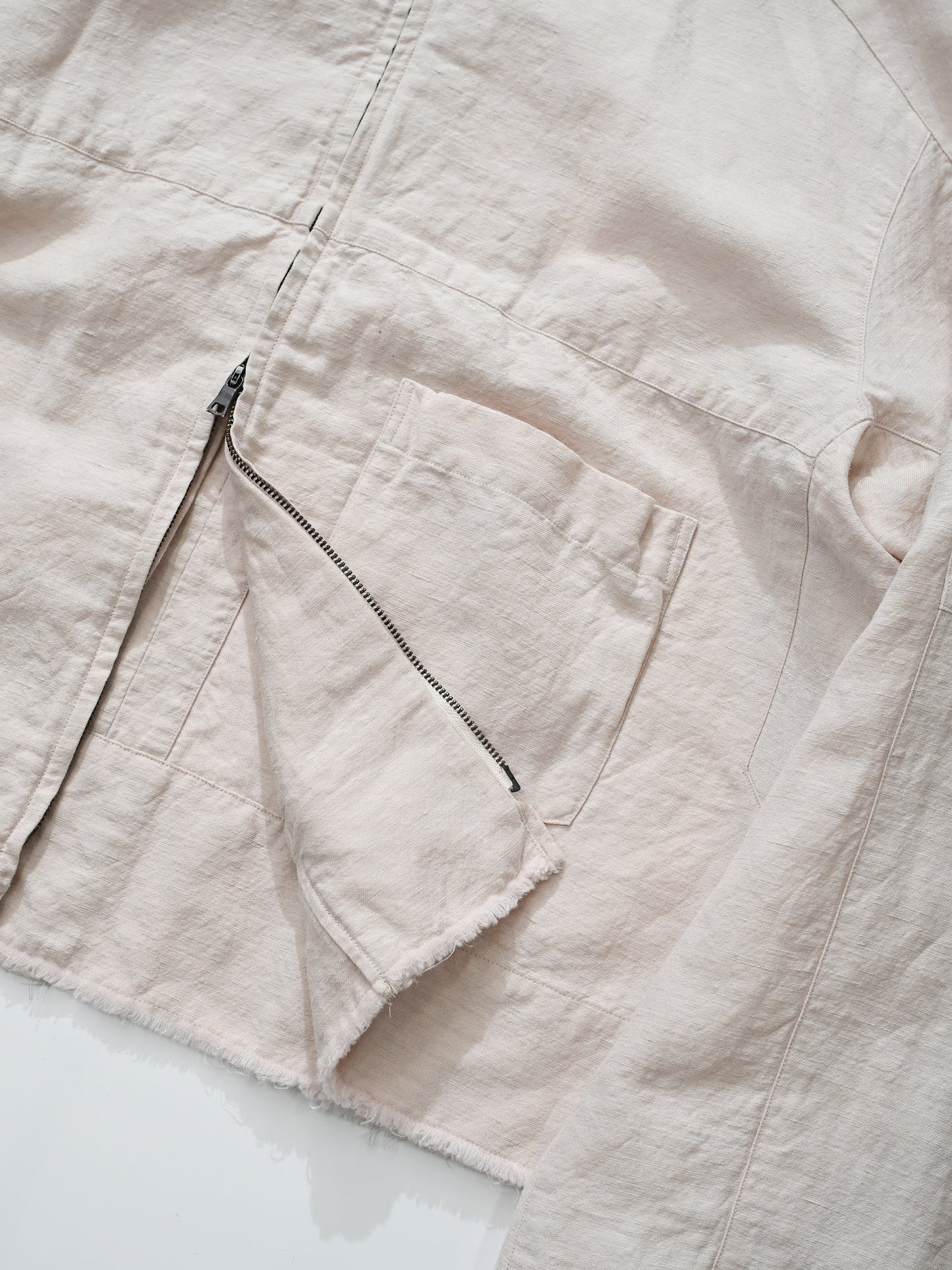 ANCELLM / W/L SHORT ZIPUP SHIRT -PINKBEIGE