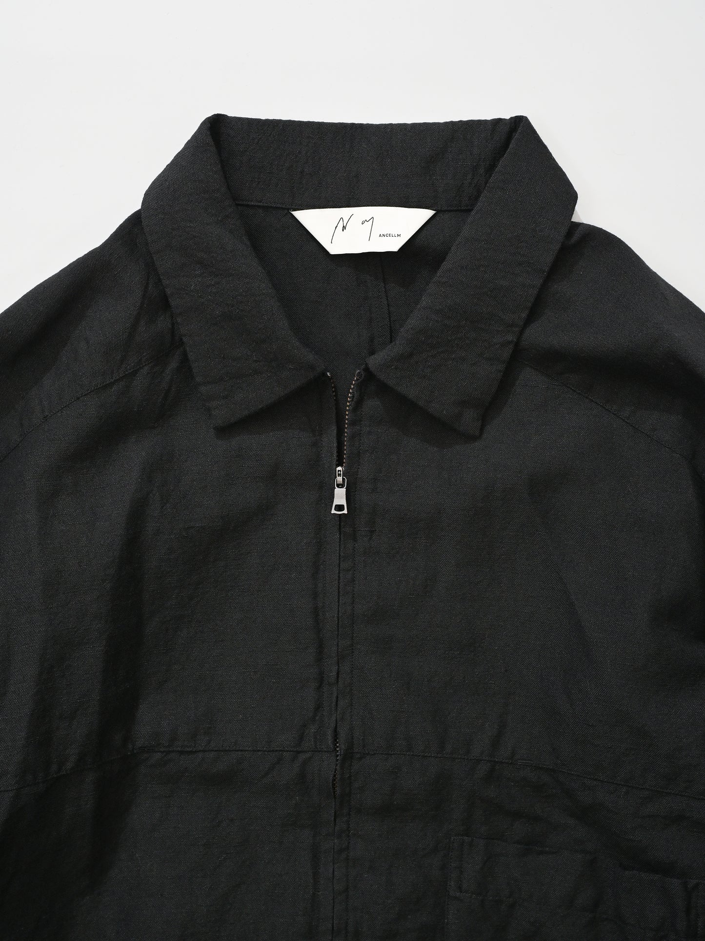 ANCELLM / W/L SHORT ZIPUP SHIRT -BLACK