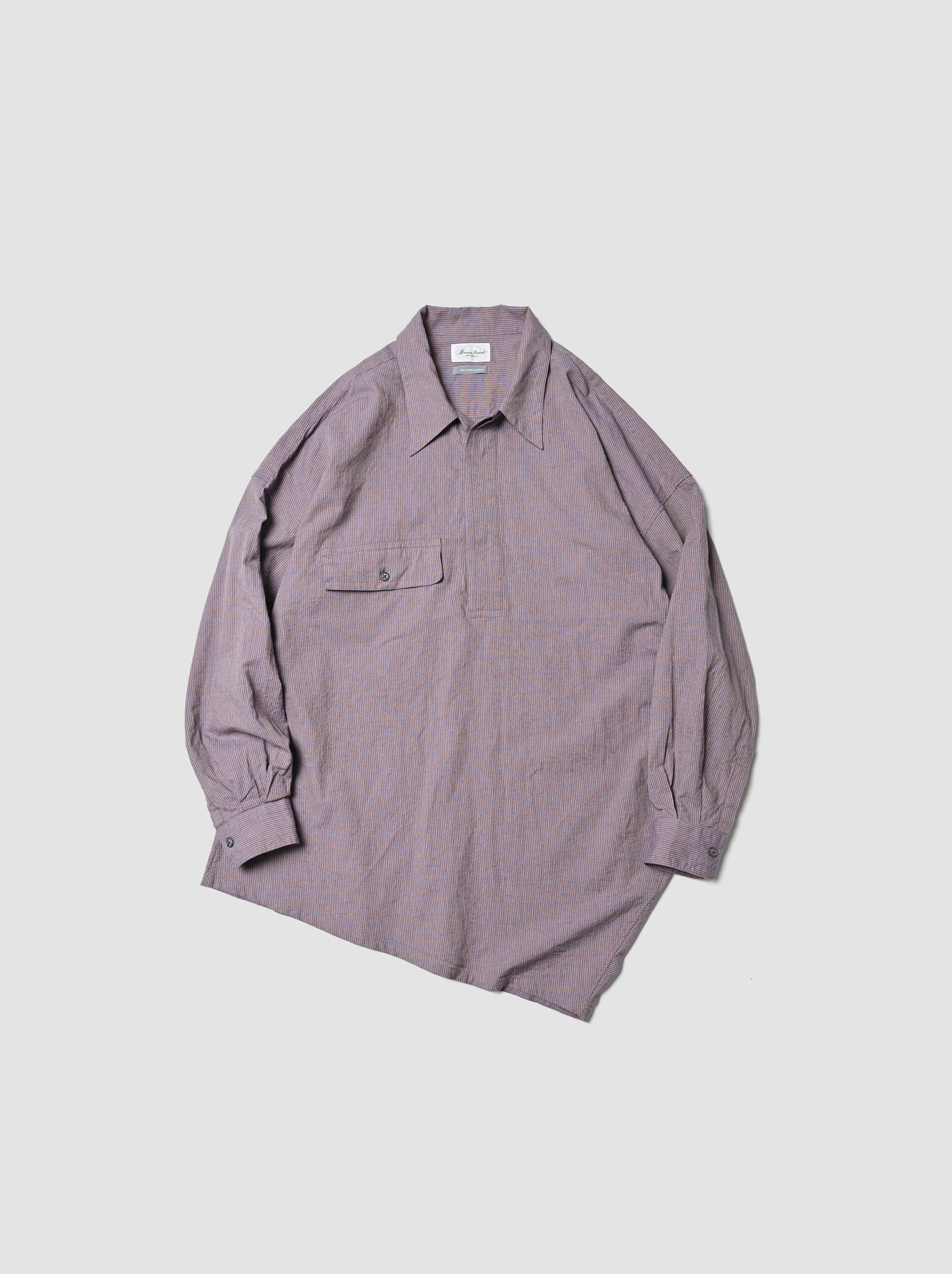 Marvine Pontiak shirt makers / Twist P/O -BLUE BROWN GINGHAM